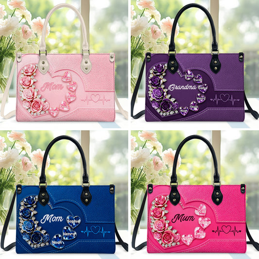 Best Mom Nana Grandma Mama Ever - Personalized Mother Leather Handbag