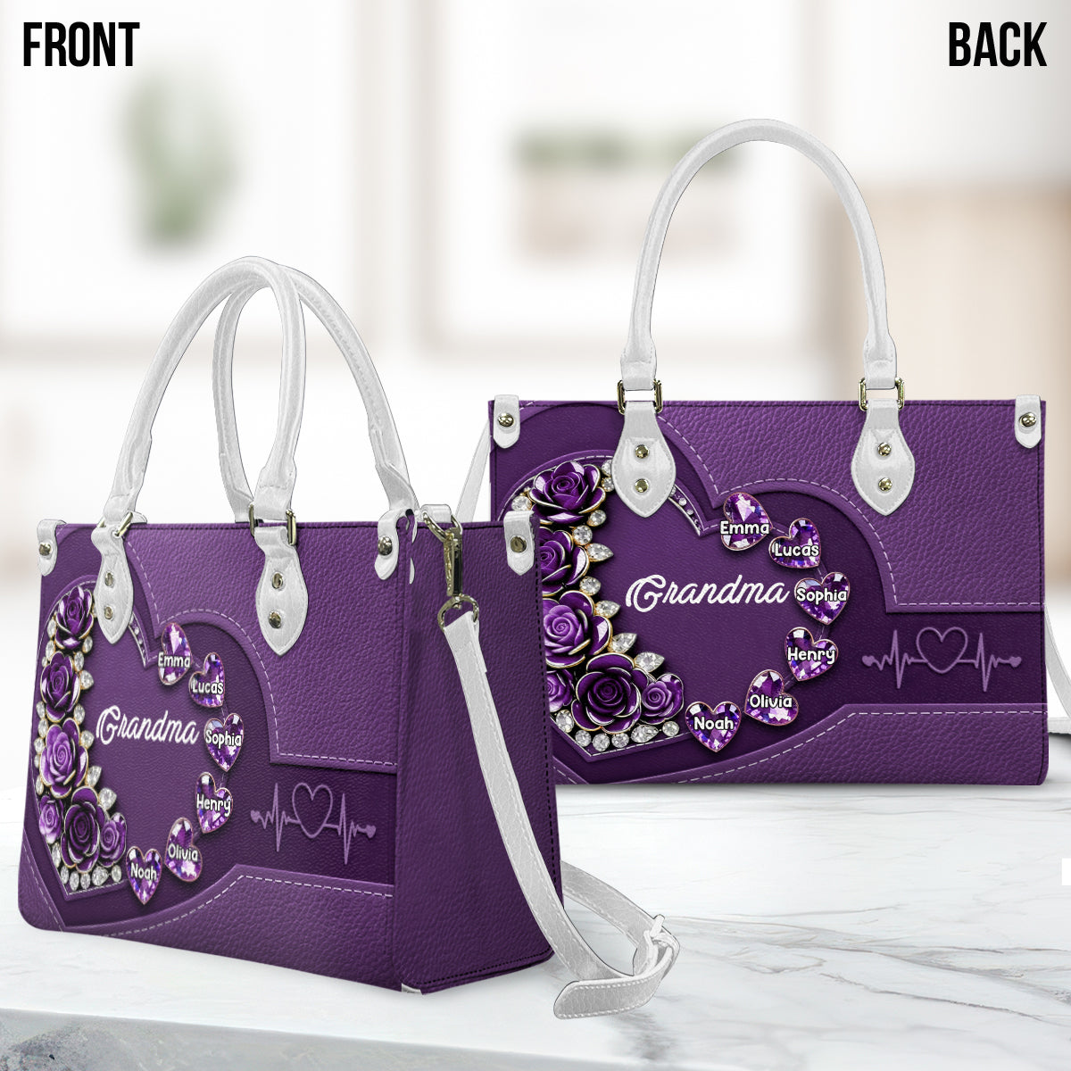 Best Mom Nana Grandma Mama Ever - Personalized Mother Leather Handbag