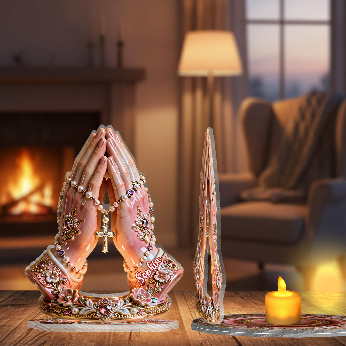 Gebetszeit – Personalisierter christlicher Kerzenhalter