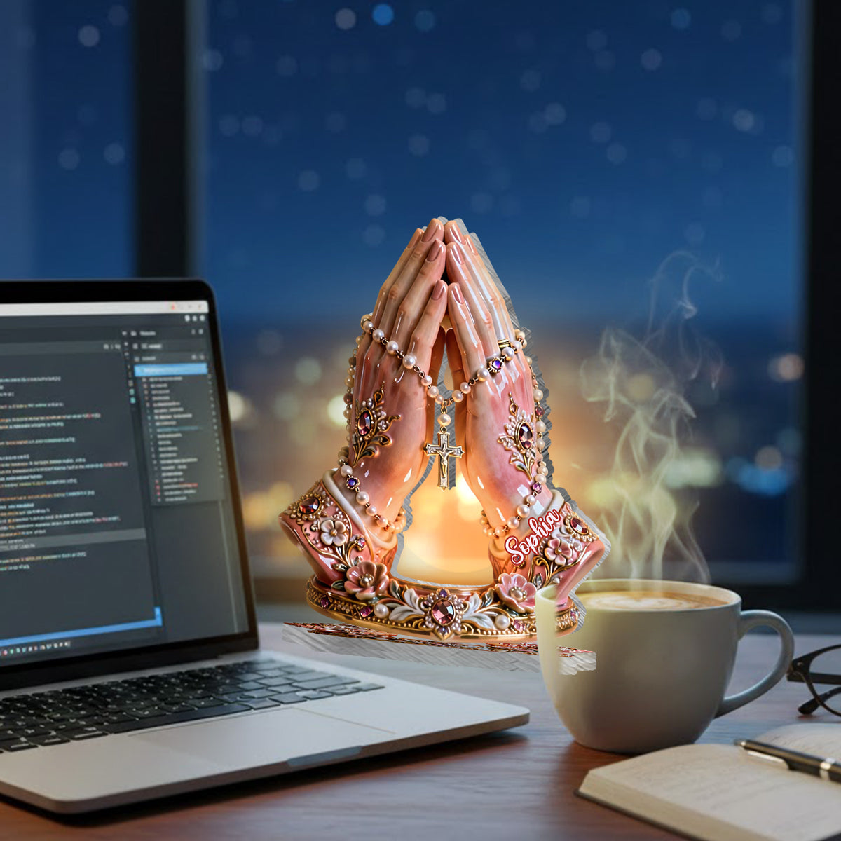 Gebetszeit – Personalisierter christlicher Kerzenhalter