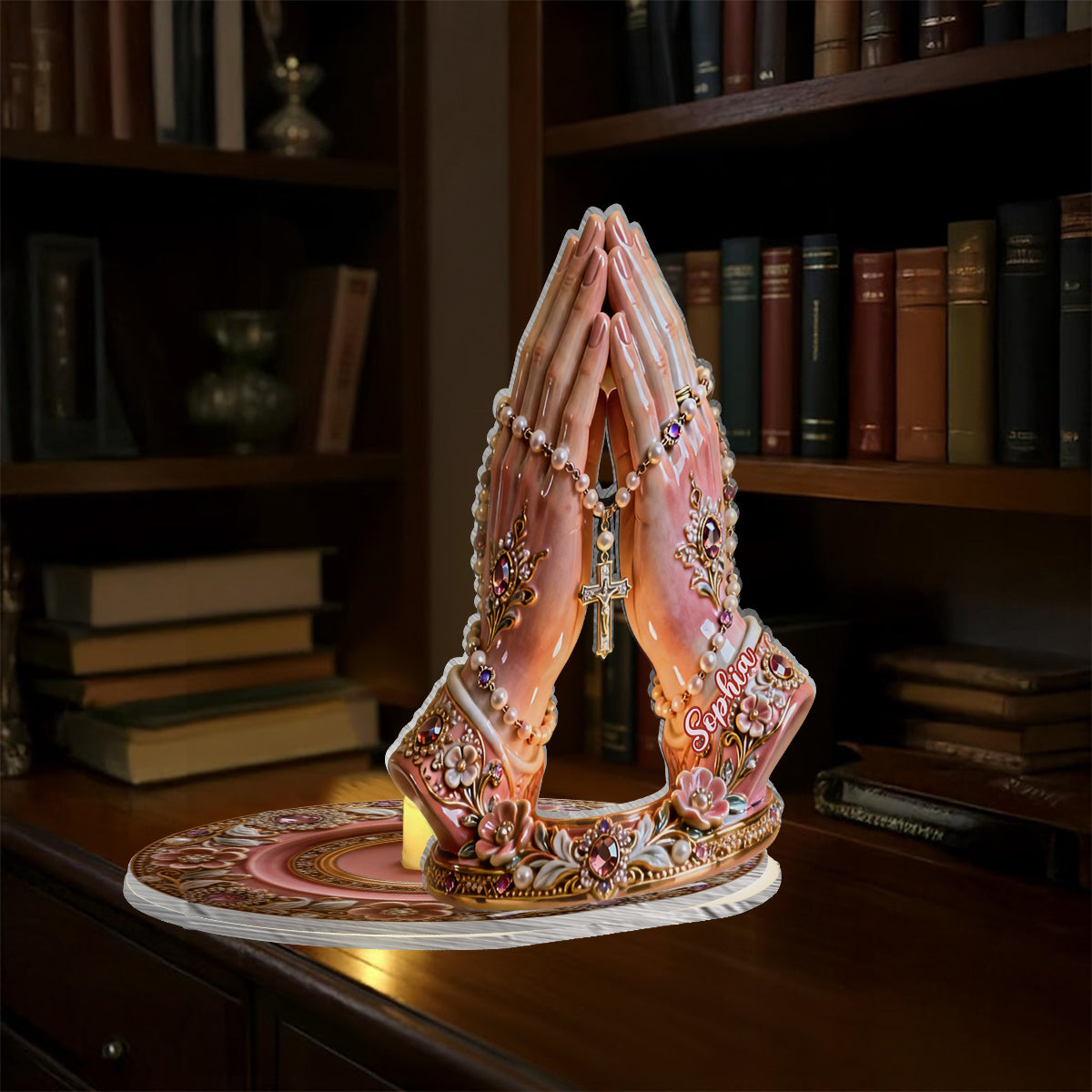 Gebetszeit – Personalisierter christlicher Kerzenhalter