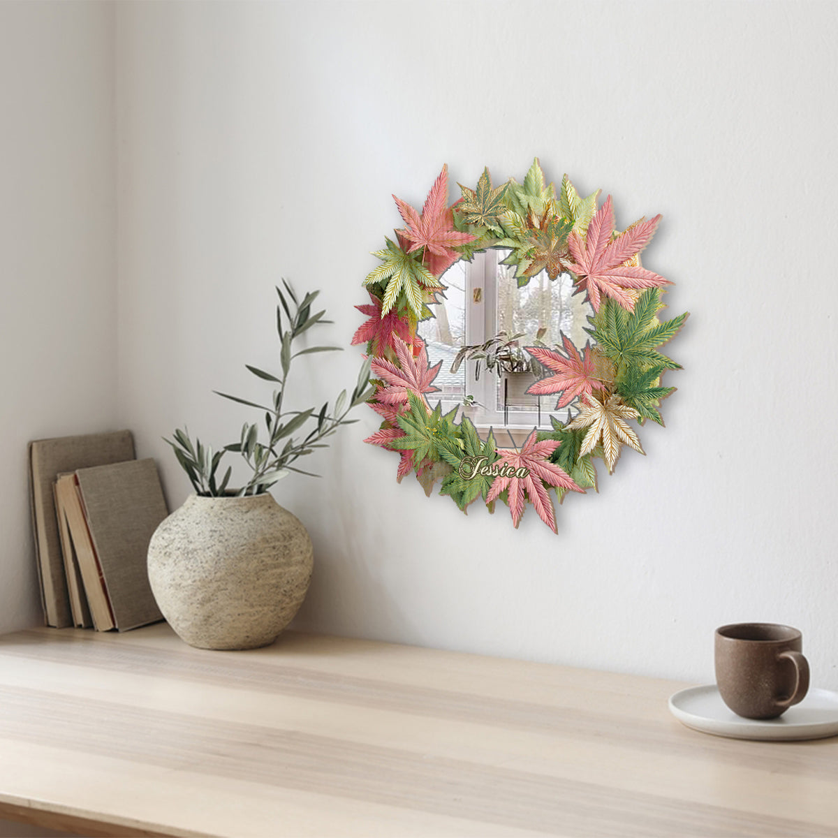 Pink Stoner Chick – Personalisierter Weed-Wandspiegel