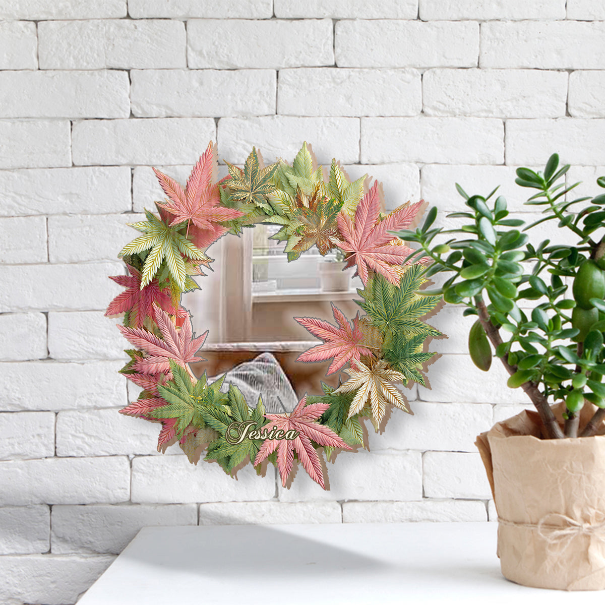 Pink Stoner Chick – Personalisierter Weed-Wandspiegel