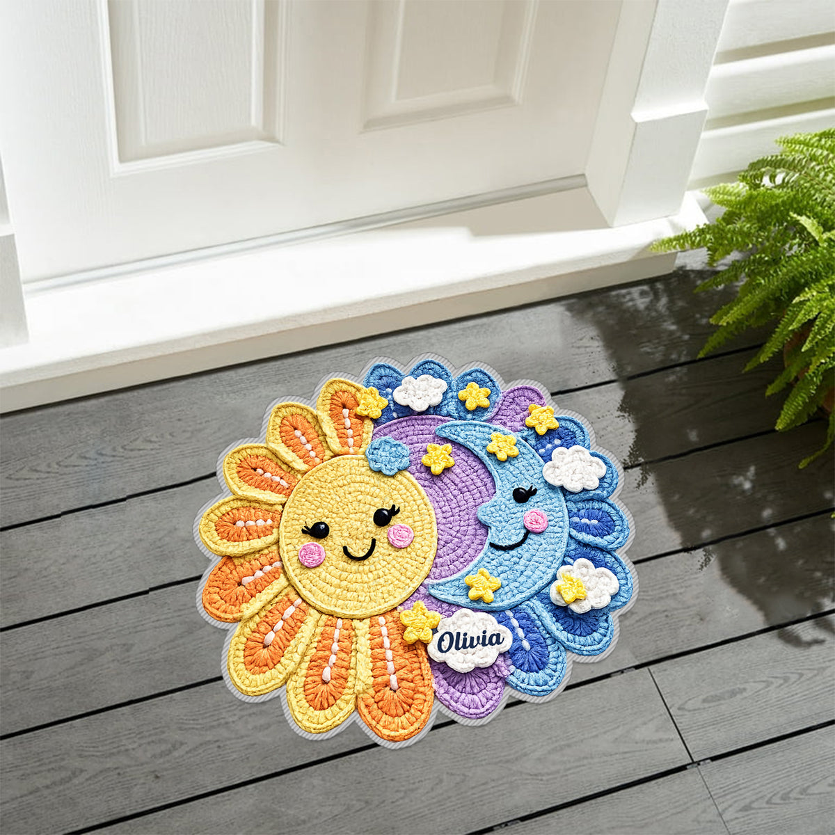 Live By The Sun, Love By The Moon - Personalized Hippie Non-Slip Tufted Rug