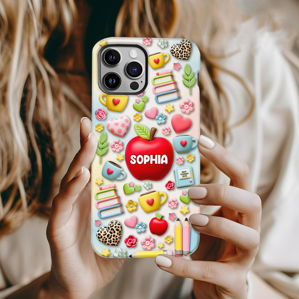 Die beste Lehrerin/der beste Lehrer aller Zeiten – Personalisierte Handyhülle mit Lehrer-Vollbild und Handygriff