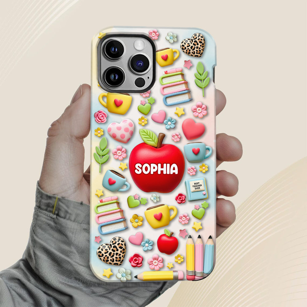 Die beste Lehrerin/der beste Lehrer aller Zeiten – Personalisierte Handyhülle mit Lehrer-Vollbild und Handygriff