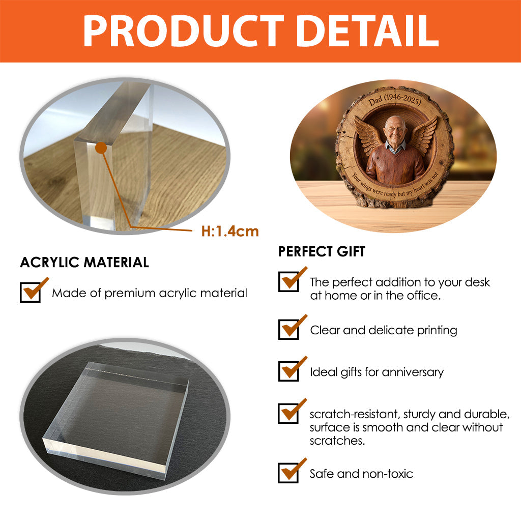 Deine Flügel waren bereit – Personalisierte Gedenktafel aus Acryl in individueller Form