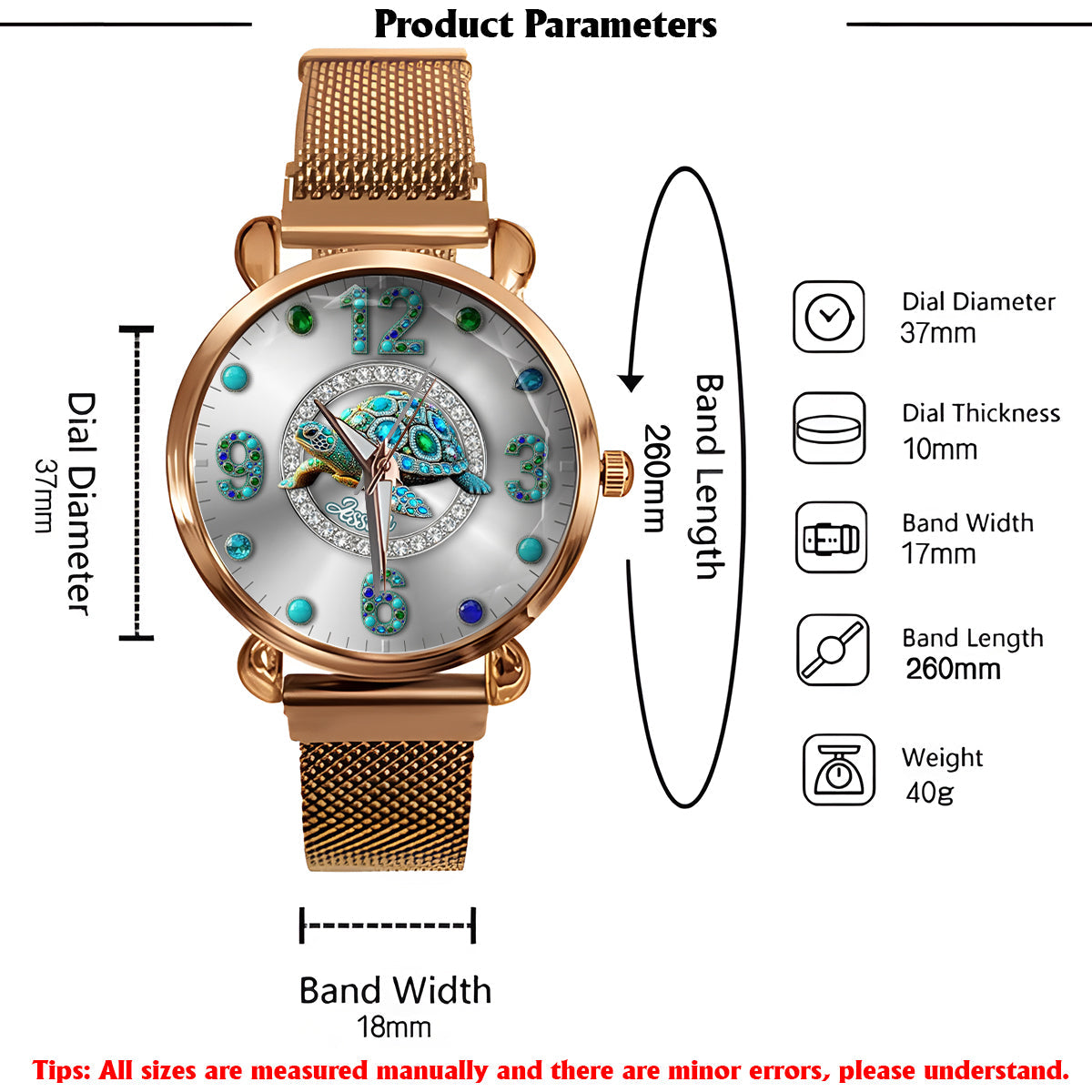 Liebe Schildkröte – Personalisierte Damen-Handuhr mit Schildkrötenmotiv