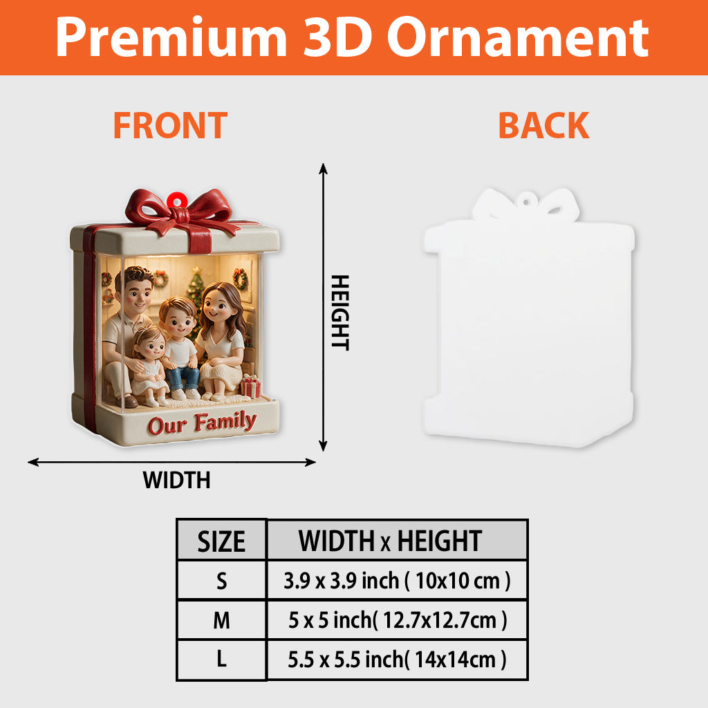 A Little Box of Christmas Joy - Personalized Family Premium 3D Ornament