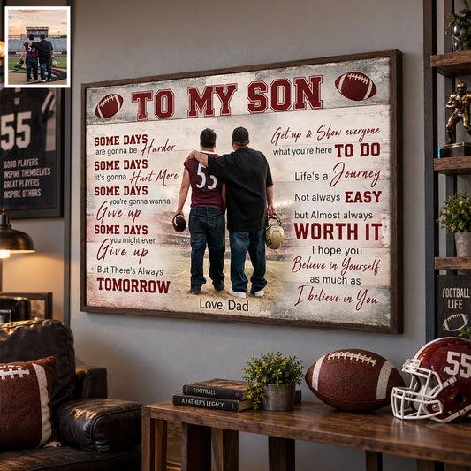 Gift For Sport Kid, Custom Any Sport & Any Photo - Personalized Football Canvas And Poster