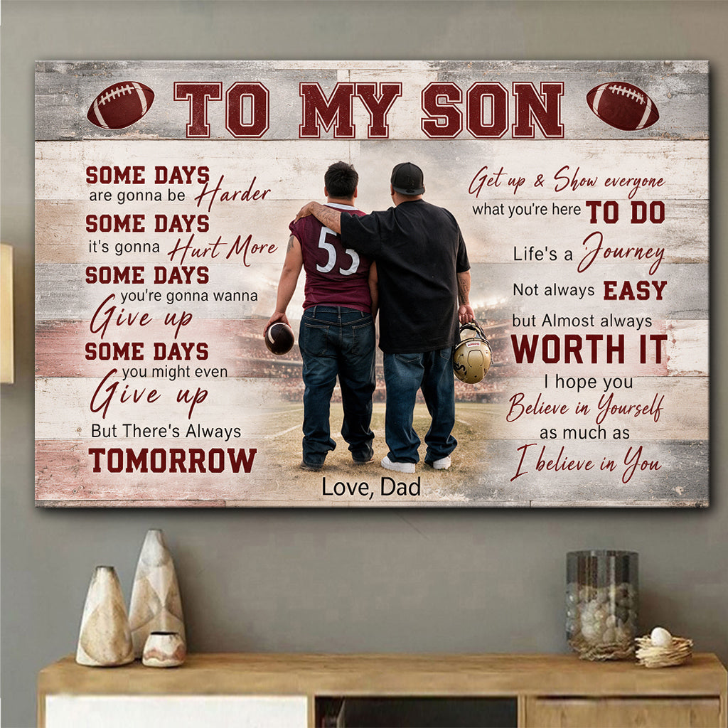 Gift For Sport Kid, Custom Any Sport & Any Photo - Personalized Football Canvas And Poster