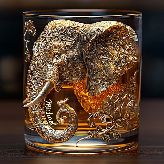 Wunderschöner Elefant – personalisiertes Whiskyglas mit Elefantenmotiv