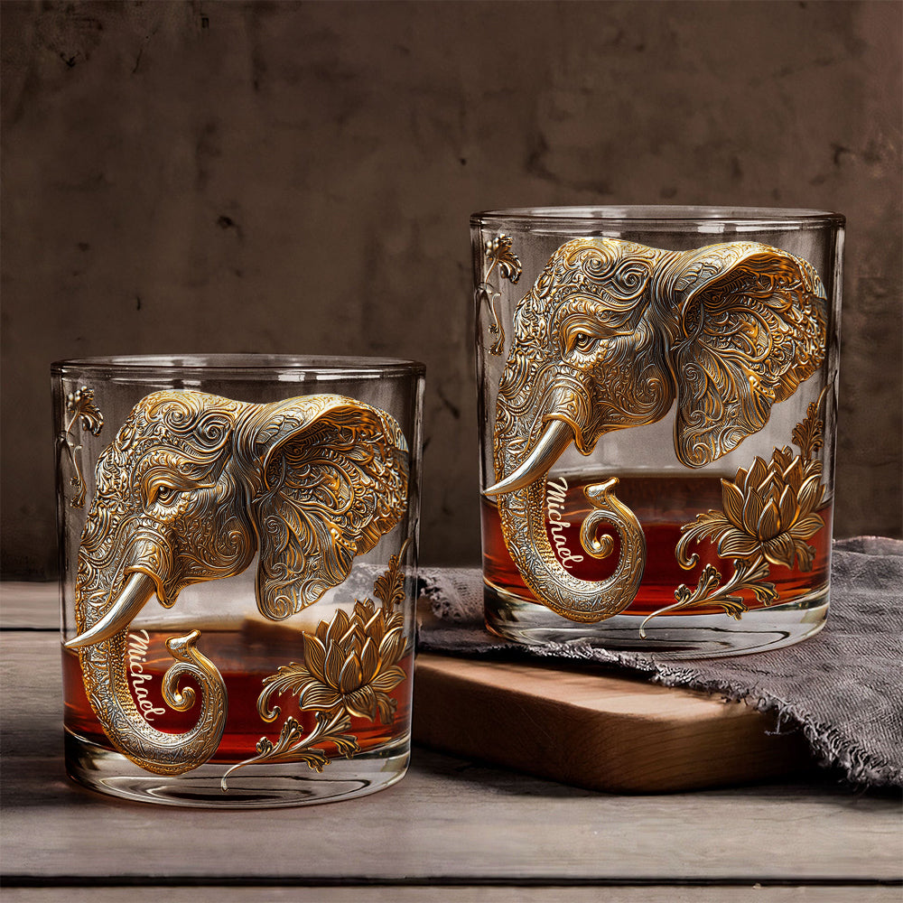 Wunderschöner Elefant – personalisiertes Whiskyglas mit Elefantenmotiv