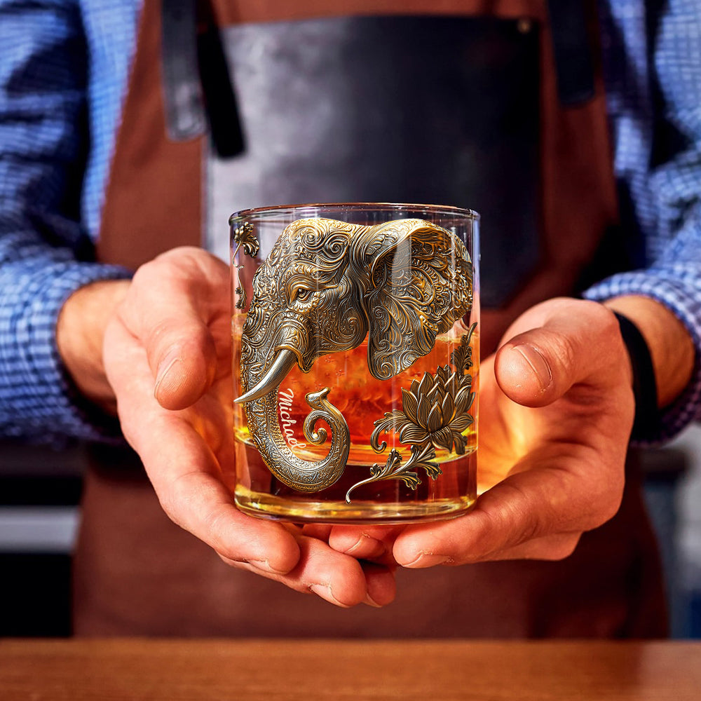 Wunderschöner Elefant – personalisiertes Whiskyglas mit Elefantenmotiv