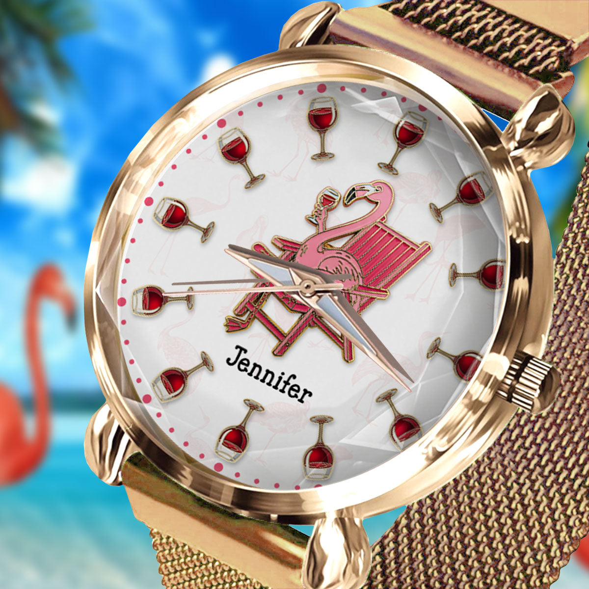 Ich trinke Wein und weiß Dinge – Personalisierte Wein-Damenuhr 