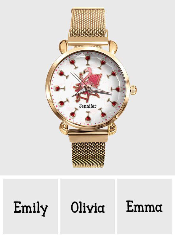 Ich trinke Wein und weiß Dinge – Personalisierte Wein-Damenuhr 