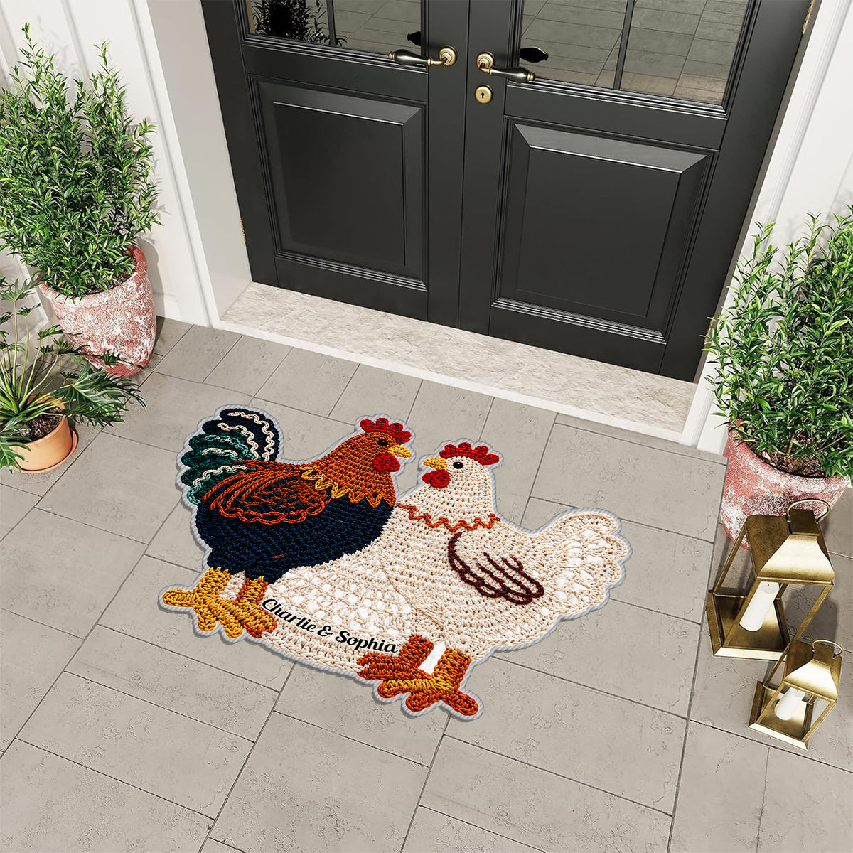 You & Me Couple Gift - Personalized Chicken Non-Slip Tufted Rug