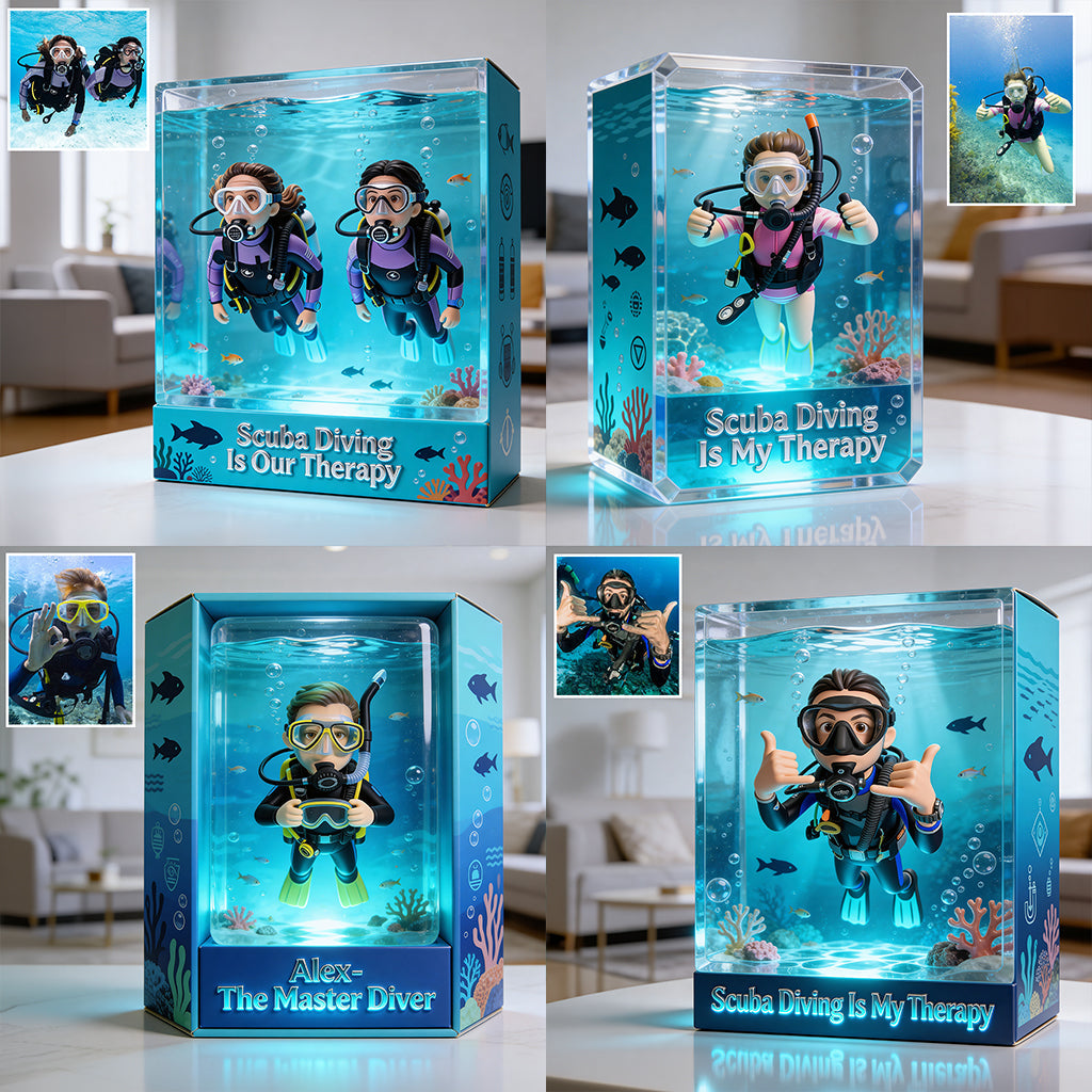 Tauchen, der Meistertaucher – personalisierte, individuell geformte Acrylplakette zum Thema Tauchen