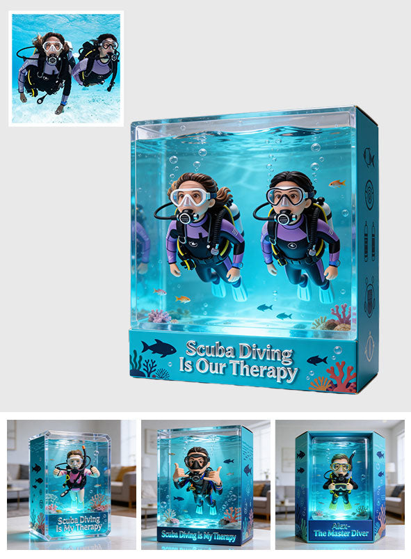 Tauchen, der Meistertaucher – personalisierte, individuell geformte Acrylplakette zum Thema Tauchen