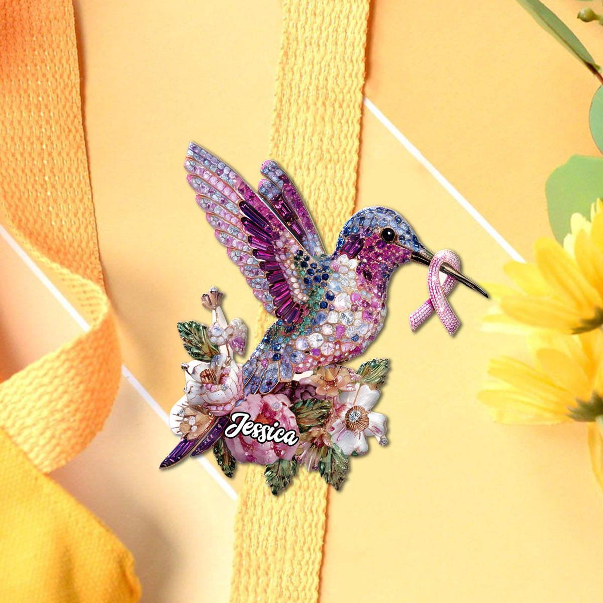 Kolibri zur Sensibilisierung für Brustkrebs – Personalisierter Anstecker zur Sensibilisierung für Brustkrebs