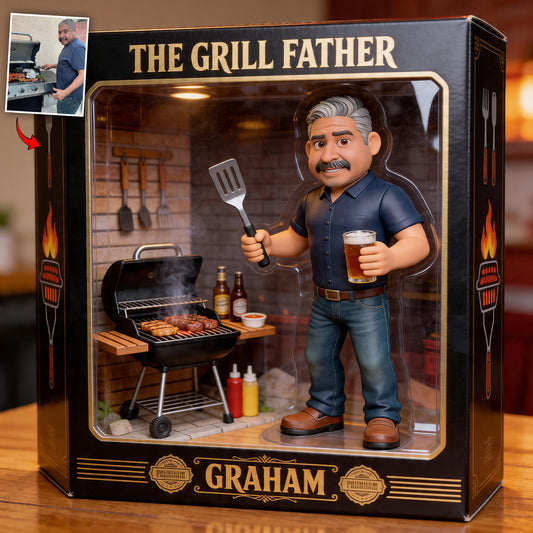 Der Grillvater - Personalisierte Vater Acrylplakette in Sonderform