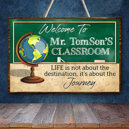 Back To School - Personalized Teacher Custom Shaped Wood Sign
