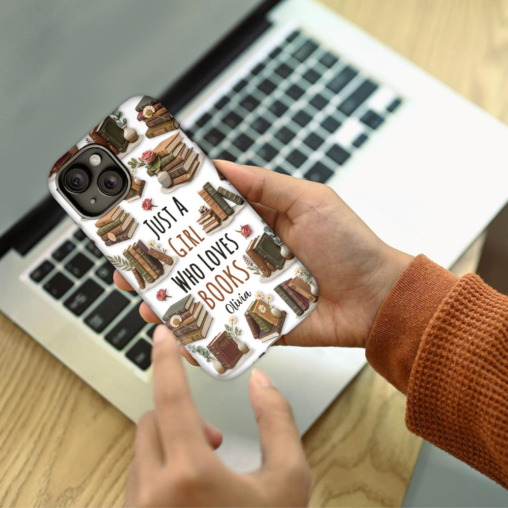 Einfach ein Mädchen, das Bücher liebt – personalisierte Handyhülle mit Buchmotiv