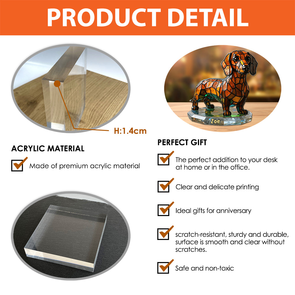 Hund aus Buntglas – Personalisierte Acrylplakette in Hundeform