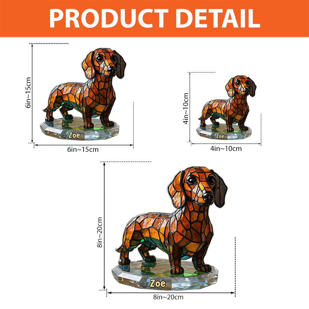 Hund aus Buntglas – Personalisierte Acrylplakette in Hundeform