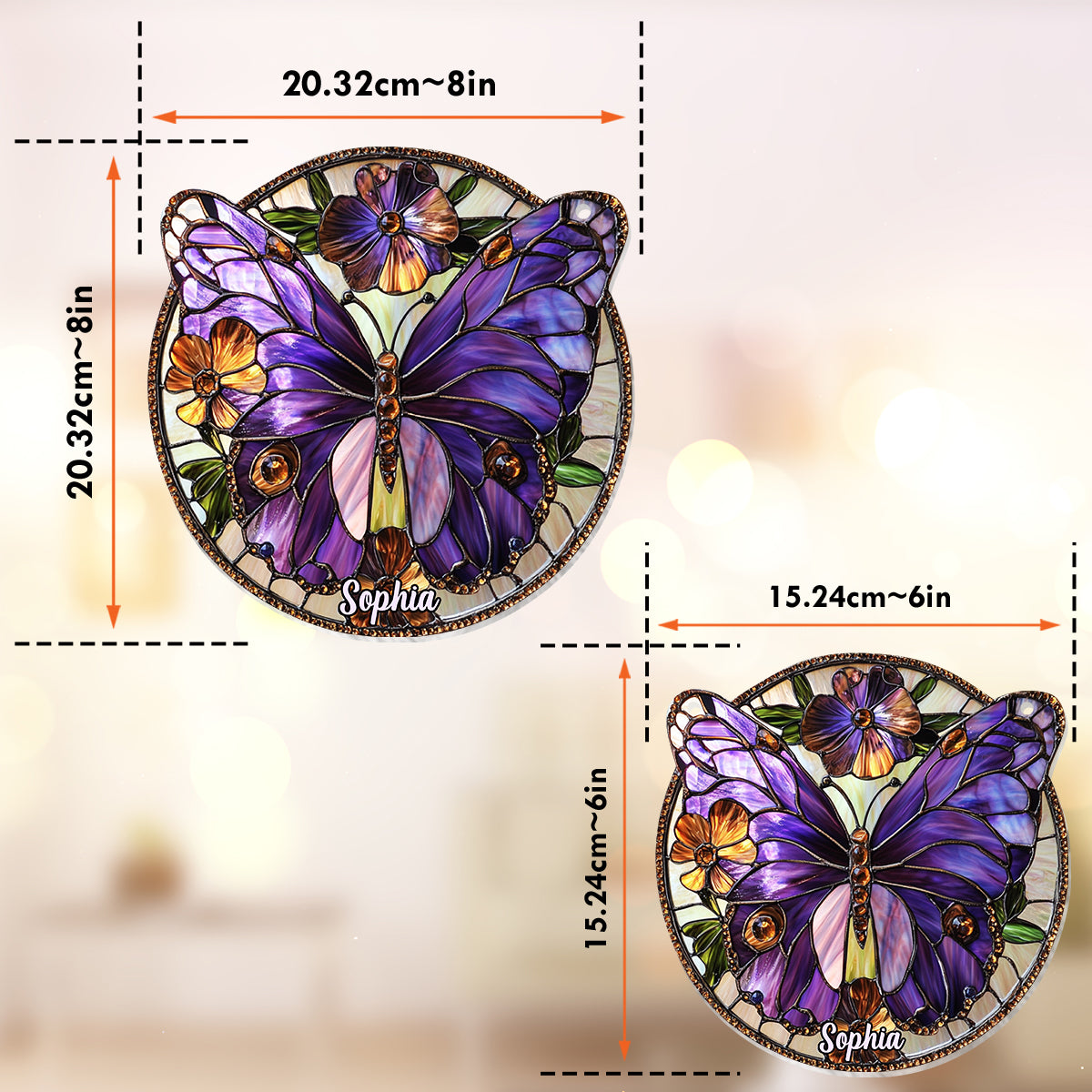 Purple Butterfly - Personalized Butterfly Window Hanging Suncatcher Ornament