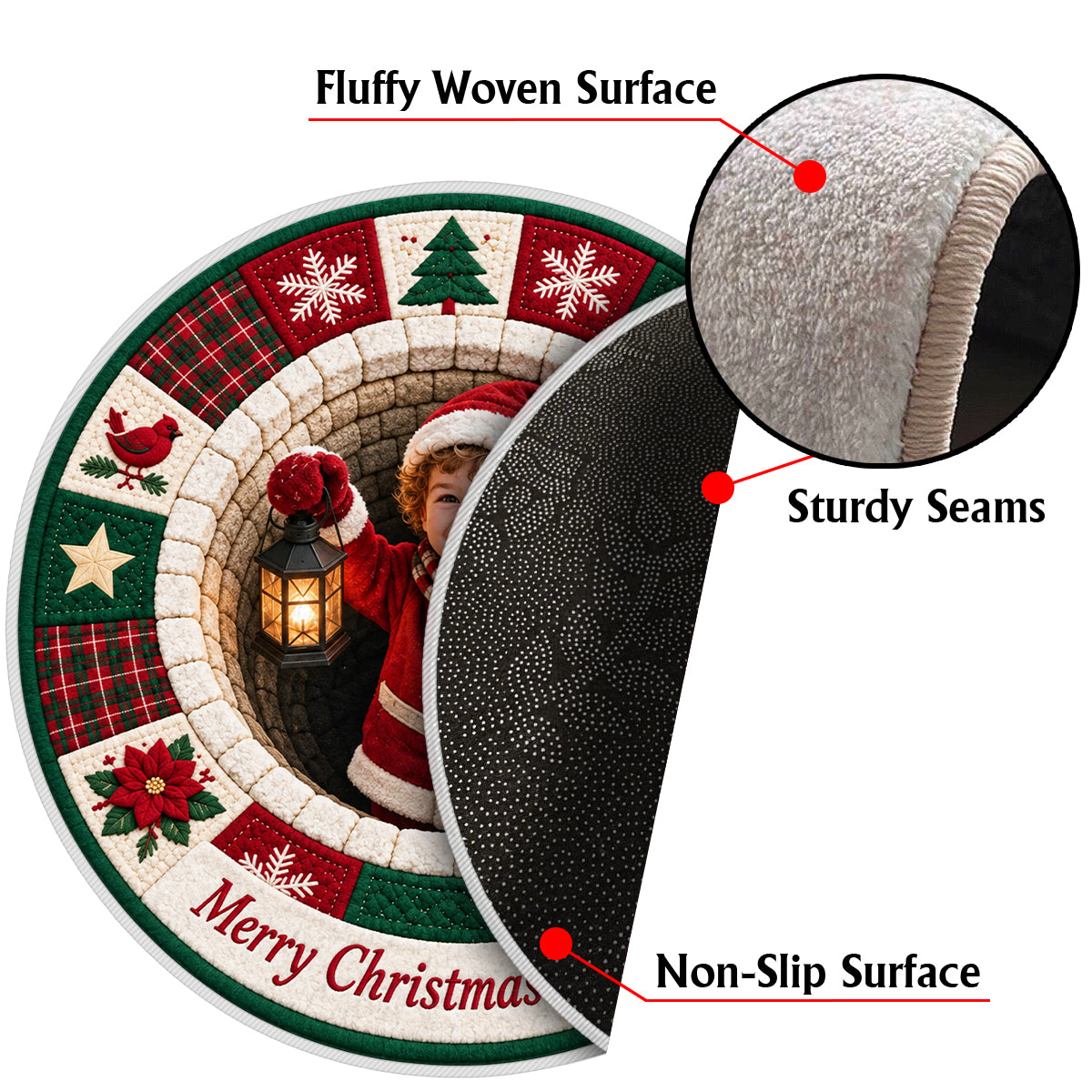 Merry Christmas - Personalized Kid Non-Slip Tufted Rug