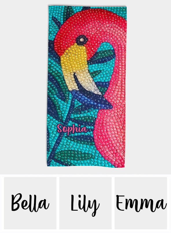Strass-Flamingo – Ein echter Hingucker am Strand – Personalisiertes, schnelltrocknendes Strand-/Badetuch mit Flamingo-Motiv