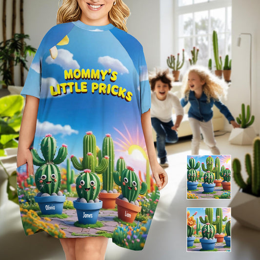 Mamas kleine Stacheln – Personalisiertes Schlafshirt-Kleid für Mütter
