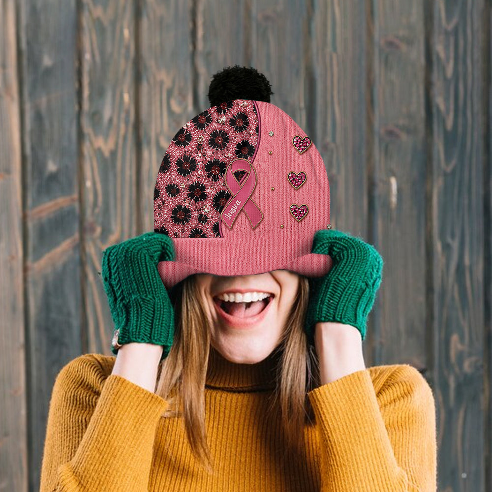 Faith Hope Love - Personalized Breast Cancer Awareness Beanie Hat