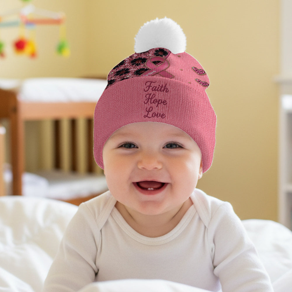 Faith Hope Love - Personalized Breast Cancer Awareness Beanie Hat