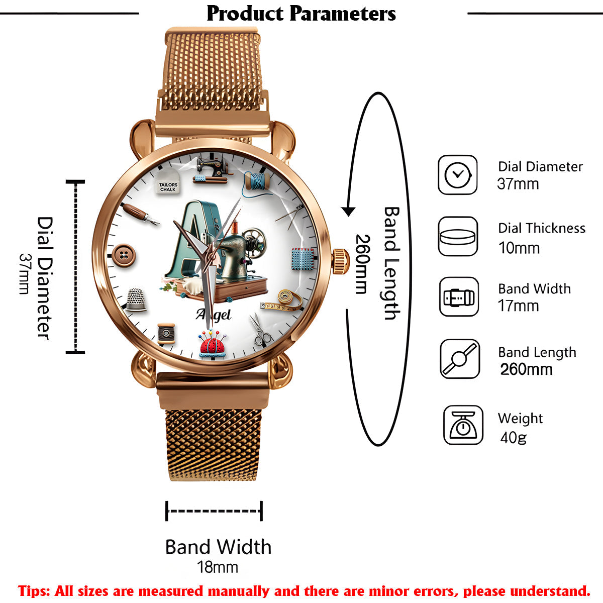 Nähbegeisterung – Personalisierte Damen-Handuhr 