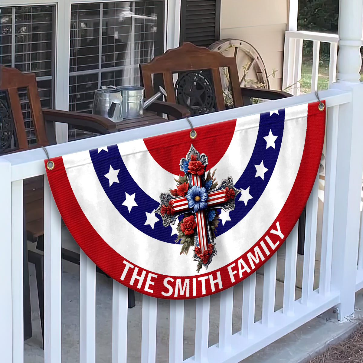 Heilige Familie - Personalisierte christliche Fächerflagge