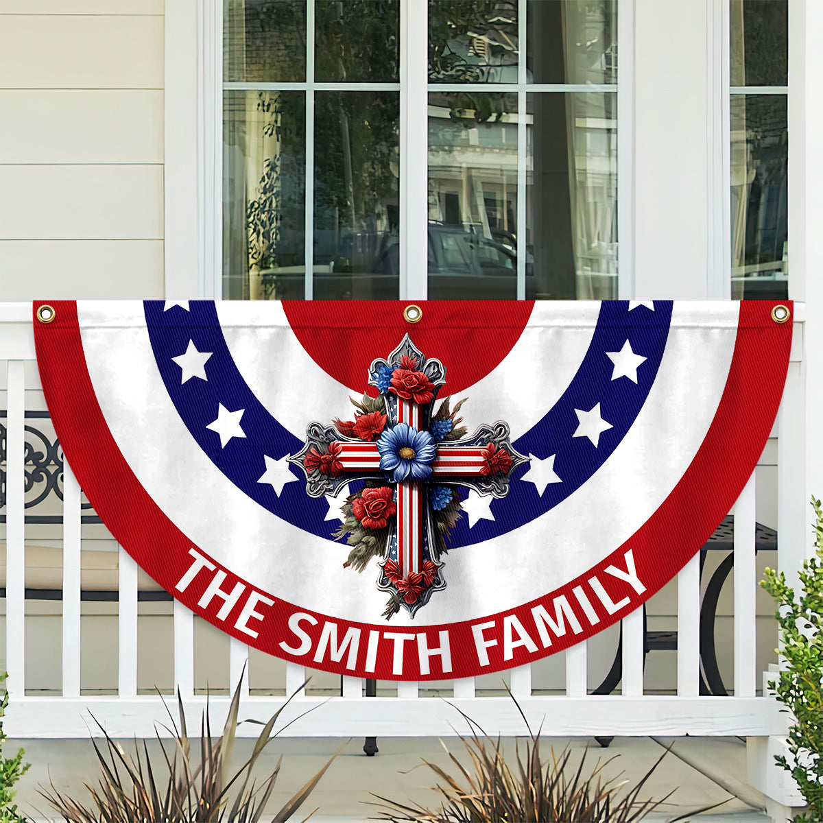 Heilige Familie - Personalisierte christliche Fächerflagge