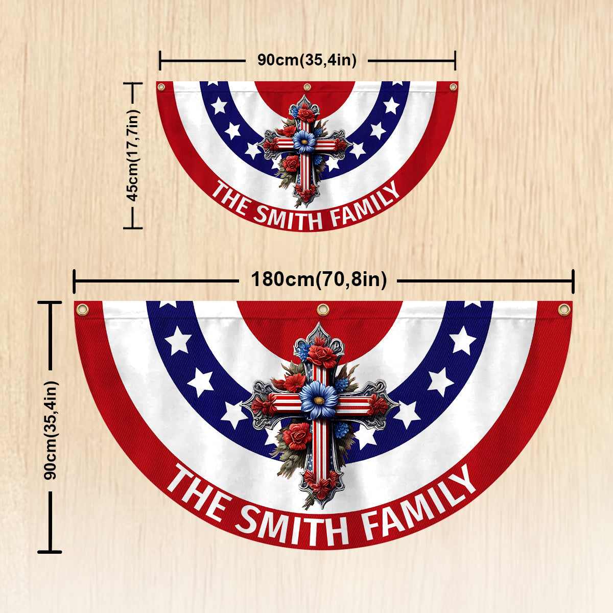 Heilige Familie - Personalisierte christliche Fächerflagge