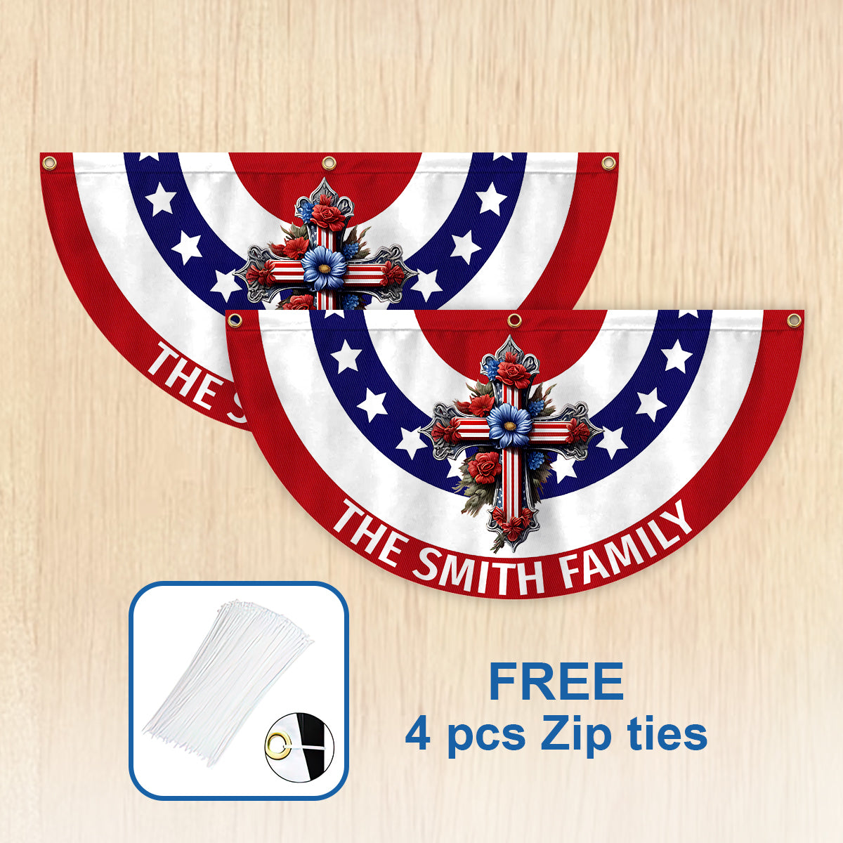 Heilige Familie - Personalisierte christliche Fächerflagge