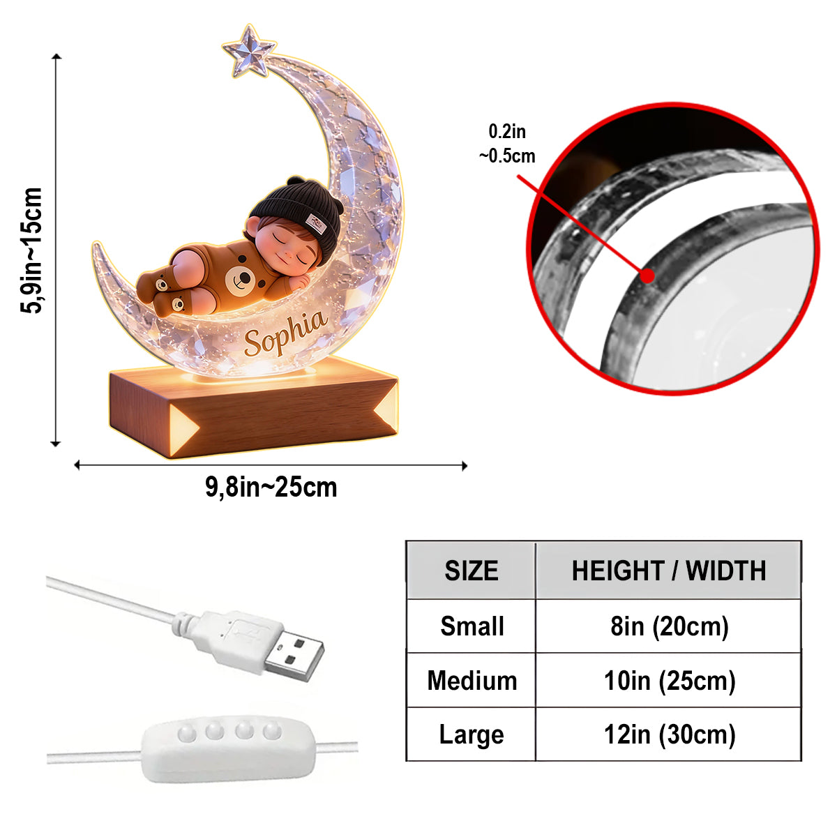 Ich liebe dich, Baby – Personalisierte LED-Nachtleuchte aus Acryl für Kinder