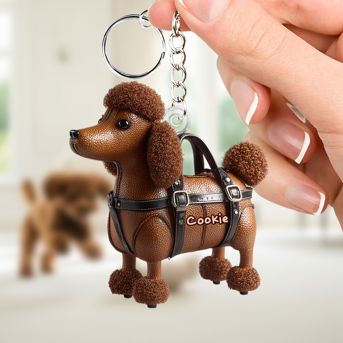 Niedlicher Pudel – personalisierter Hunde-Schlüsselanhänger