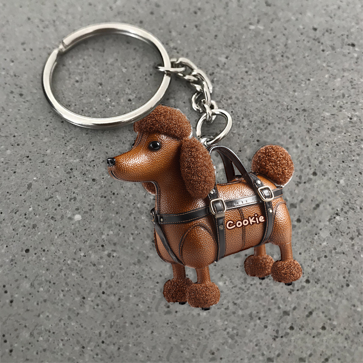 Niedlicher Pudel – personalisierter Hunde-Schlüsselanhänger