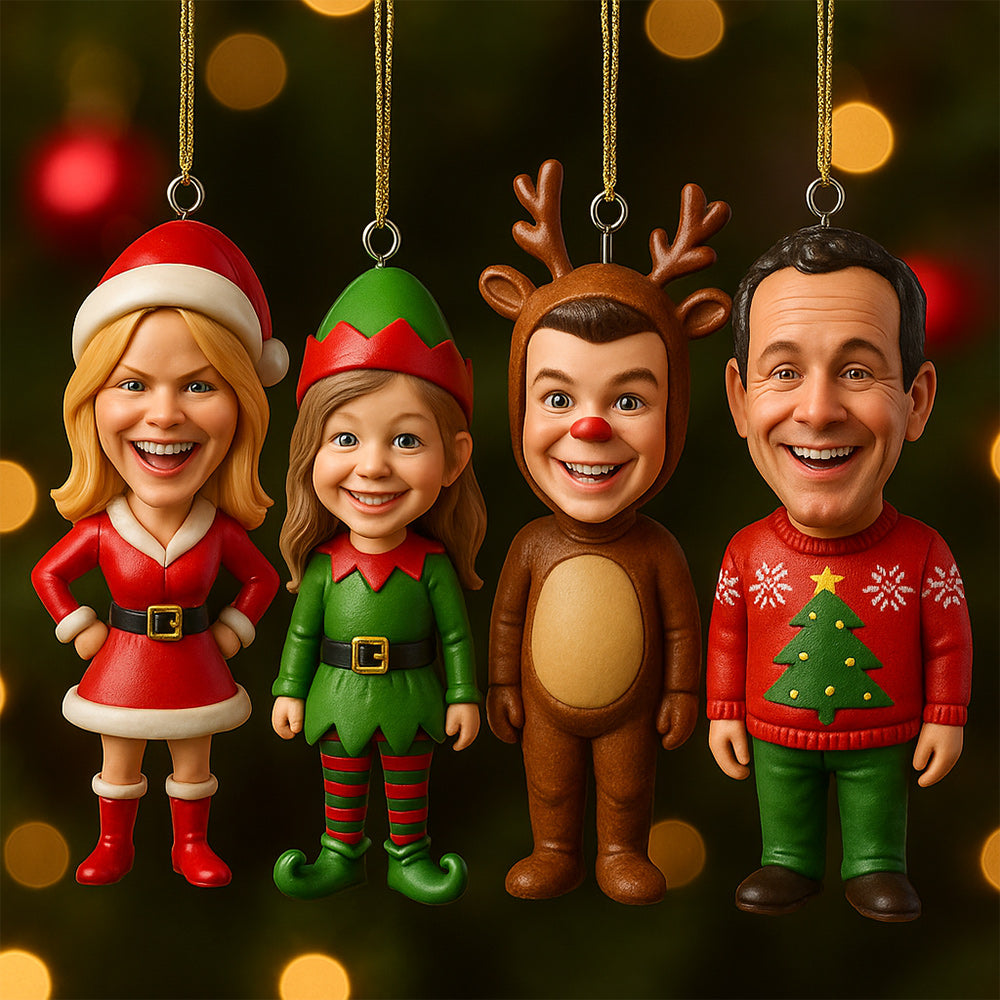 Weihnachtsgeschenk für die Familie – Personalisierte, individuell gestaltete 3D-Minifiguren-Weihnachtsfigur