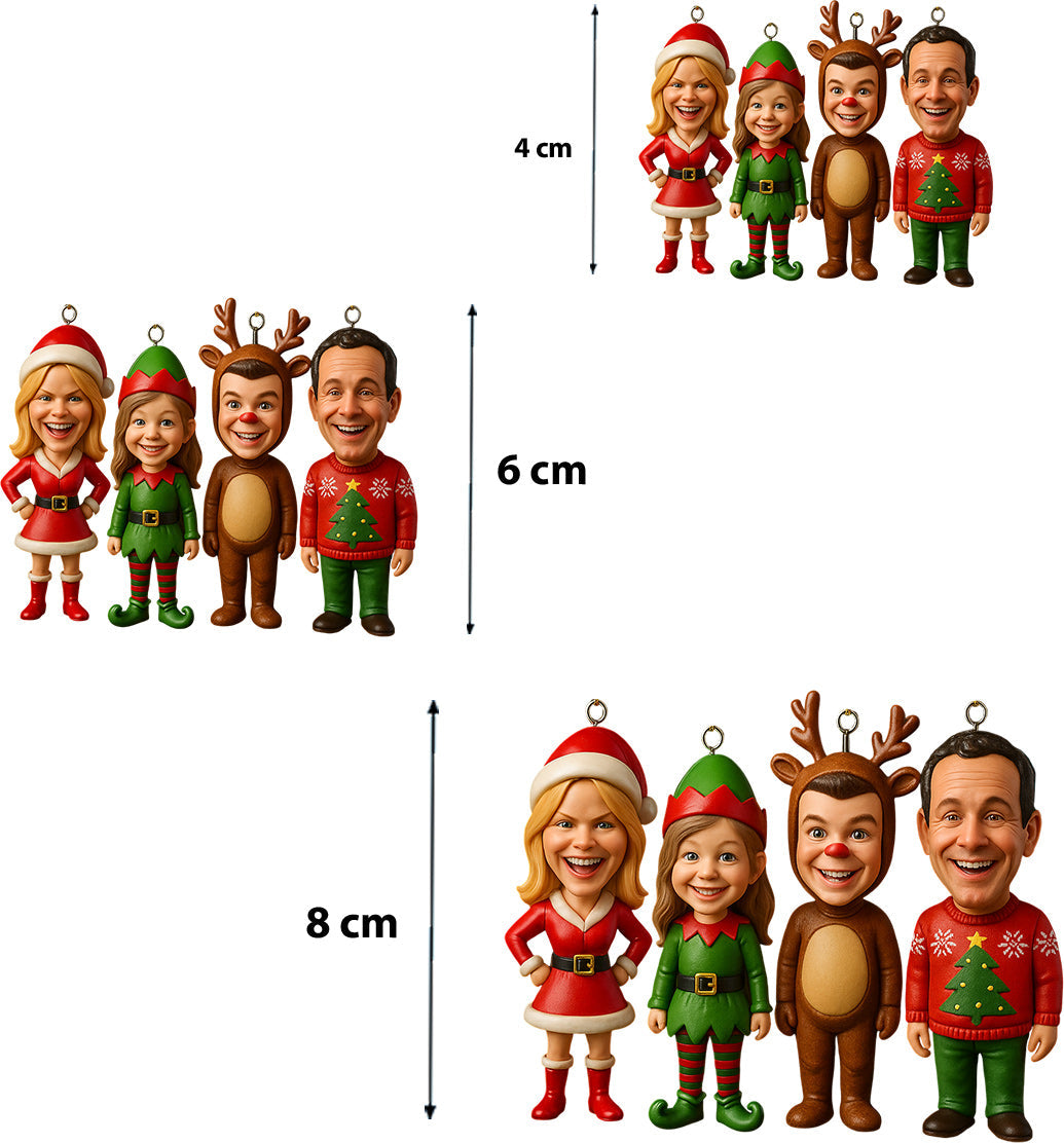 Weihnachtsgeschenk für die Familie – Personalisierte, individuell gestaltete 3D-Minifiguren-Weihnachtsfigur