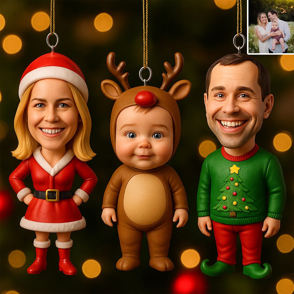 Weihnachtsgeschenk für die Familie – Personalisierte, individuell gestaltete 3D-Minifiguren-Weihnachtsfigur
