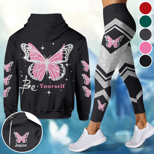 Sei du selbst – Personalisierter Schmetterlings-Hoodie und Leggings