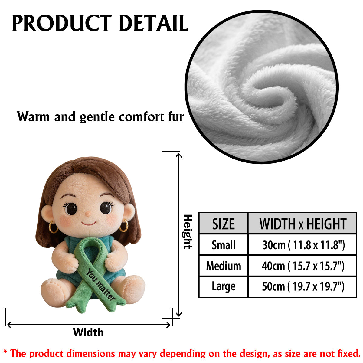 Never Give Up Green Ribbon - Personalized Mental Health Awareness Premium Faux Fur Pillow