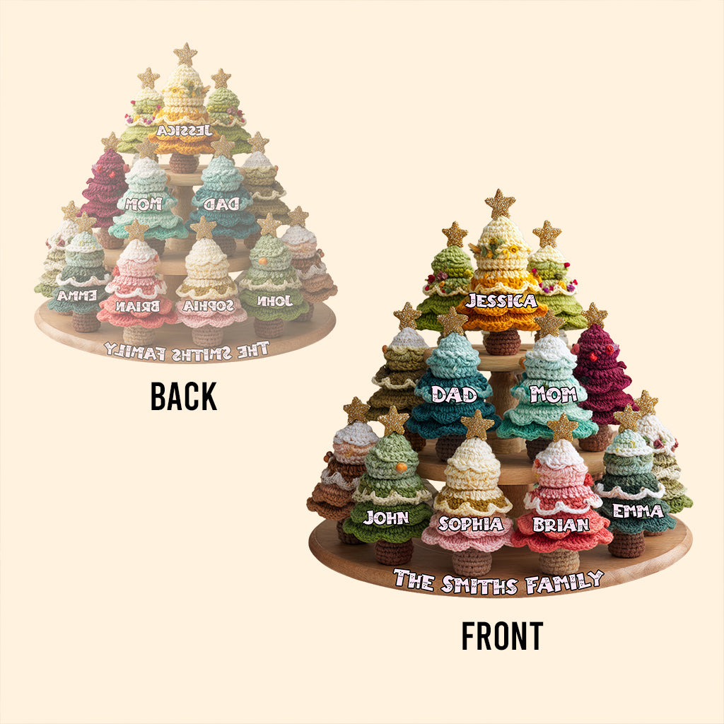 Family Christmas Tree Crochet - Personalized Family Custom Shaped Acrylic Plaque