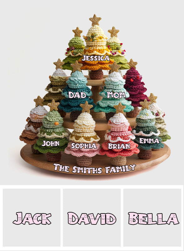 Family Christmas Tree Crochet - Personalized Family Custom Shaped Acrylic Plaque